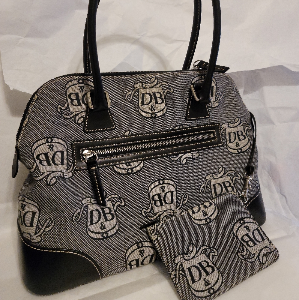 DOONEY & BOURKE Black and White Leather & Canvas Satchel and matching Co…